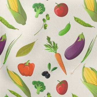 Fresh Colorful Vegetables Lightweight Cotton Poplin