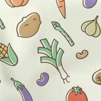 Colorful Bright Vegetables Lightweight Cotton Poplin