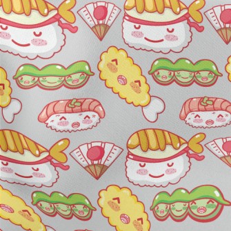 Japanese Smile Sushi Lightweight Cotton Poplin