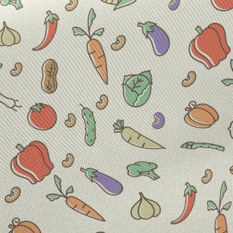 Colorful Bright Vegetables Midweight Cotton Poplin