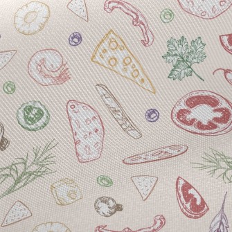 Cheese, Shrimp, Vegetables And Midweight Cotton Poplin
