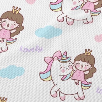 Unicorn And Little Girl Birdseye Piqué