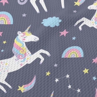 Rainbow Color Unicorn Birdseye Piqué