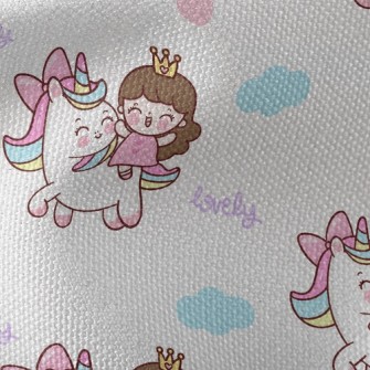 Unicorn And Little Girl Waterproof Canvas