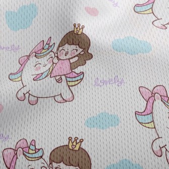 Unicorn And Little Girl Athletic Mesh Flat Back