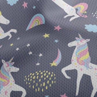 Rainbow Color Unicorn Athletic Mesh Flat Back