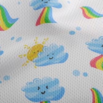 Sun Clouds Rainbow Athletic Mesh Flat Back