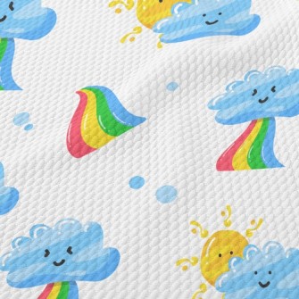 Sun Clouds Rainbow Birdseye Piqué