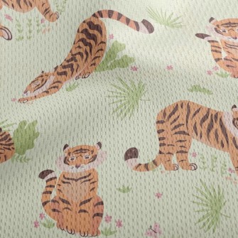 Tiger Playing In The Grassland Athletic Mesh Flat Back