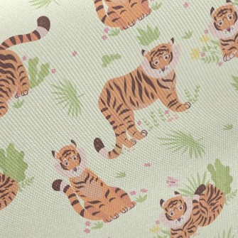 Tiger Playing In The Grassland Twill