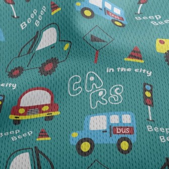 Car On Road Athletic Mesh Flat Back