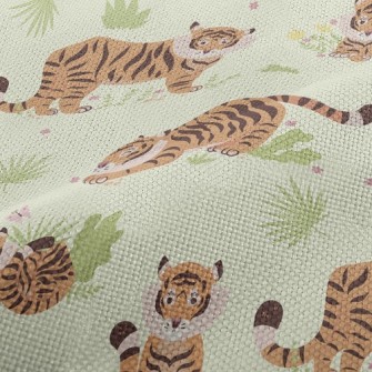 Tiger Playing In The Grassland Performance Linen