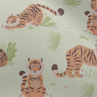 Tiger Playing In The Grassland Chiffon