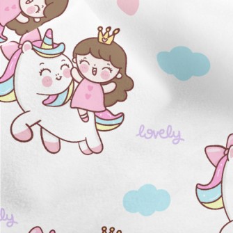 Unicorn And Little Girl Micro Fleece