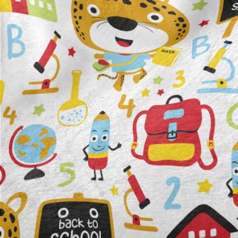 Cute Leopard Goes To School Minky