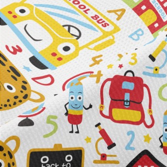 Cute Leopard Goes To School Piqué