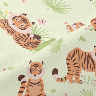 Tiger Playing In The Grassland Piqué