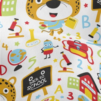 Cute Leopard Goes To School Lightweight Performance Linen