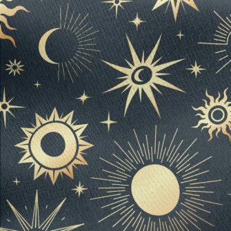 Mysterious Lines Sun Stars Jersey Backed Fleece