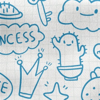 Cute Things Doodles Jersey Backed Fleece