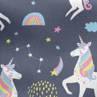 Rainbow Color Unicorn Jersey Backed Fleece