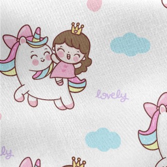 Unicorn And Little Girl Jersey Backed Fleece