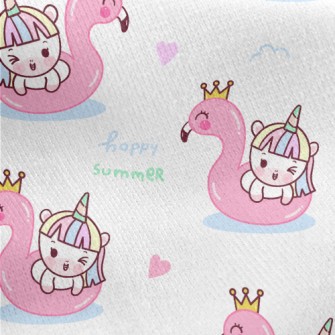 Unicorn Flamingo Swim Ring Jersey Backed Fleece