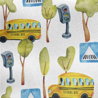 Good Morning School Bus Jersey Backed Fleece