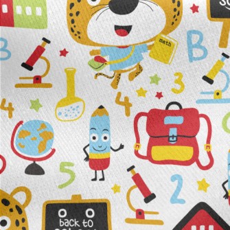 Cute Leopard Goes To School Jersey Backed Fleece