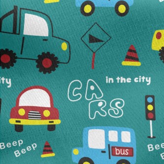 Car On Road Jersey Backed Fleece