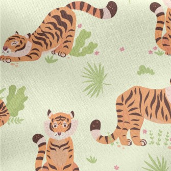 Tiger Playing In The Grassland Jersey Backed Fleece