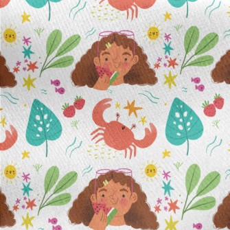 Girl Eating Watermelon To Cool Jersey Backed Fleece