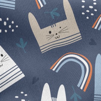 Cute Big-faced Cat Jersey Backed Fleece