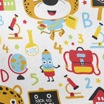 Cute Leopard Goes To School Pongee