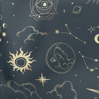 Psychedelic Eyes Sun Moon Lightweight Cotton Poplin