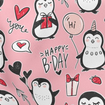 Penguin Celebrates Birthday Lightweight Cotton Poplin