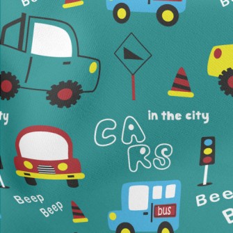 Car On Road Lightweight Cotton Poplin