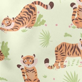 Tiger Playing In The Grassland Lightweight Cotton Poplin