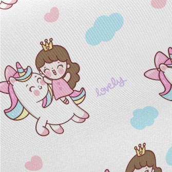 Unicorn And Little Girl Midweight Cotton Poplin