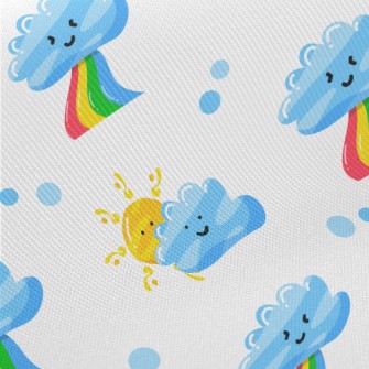 Sun Clouds Rainbow Midweight Cotton Poplin
