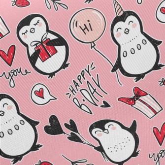 Penguin Celebrates Birthday Midweight Cotton Poplin