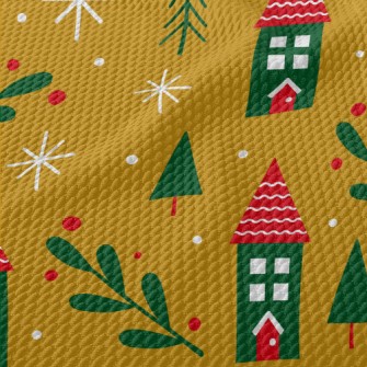 Christmas Color Small House Birdseye Piqué