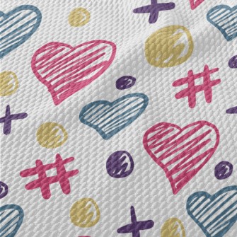 Cute Graffiti Love Heart Birdseye Piqué