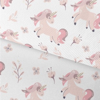 Pink Unicorn With Flowers Waterproof Oxford