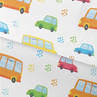 Colorful Cars And Buses Waterproof Oxford