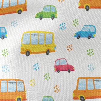 Colorful Cars And Buses Waterproof Canvas