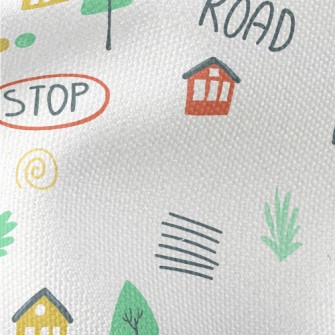 Small House On Country Road Waterproof Canvas