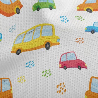 Colorful Cars And Buses Athletic Mesh Flat Back