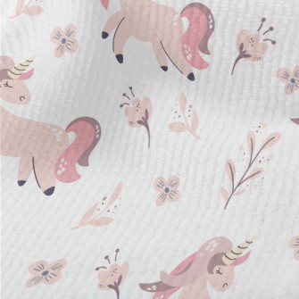Pink Unicorn With Flowers Terry