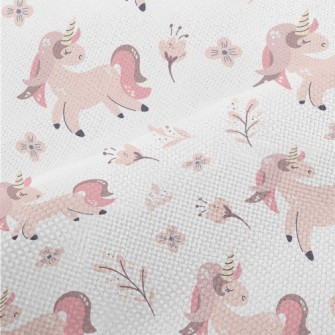Pink Unicorn With Flowers Performance Linen